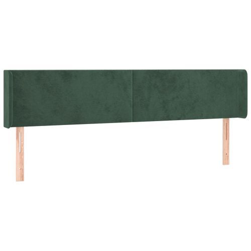 Tête de lit avec oreilles Vert foncé 203x16x78/88 cm Velours - Photo n°2; ?>