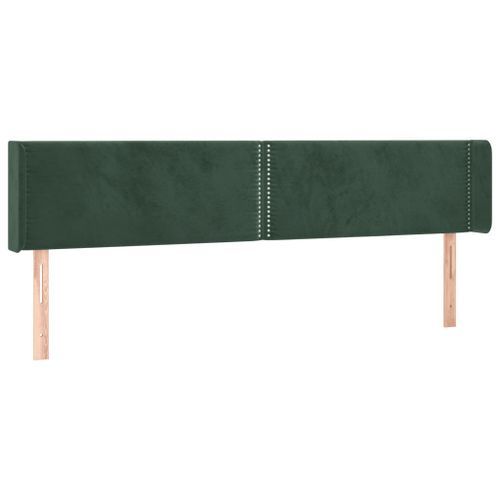 Tête de lit avec oreilles Vert foncé 203x16x78/88 cm Velours - Photo n°2; ?>