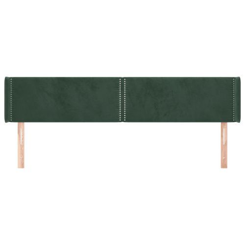 Tête de lit avec oreilles Vert foncé 203x16x78/88 cm Velours - Photo n°3; ?>