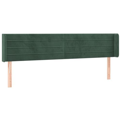 Tête de lit avec oreilles Vert foncé 203x16x78/88 cm Velours - Photo n°2; ?>