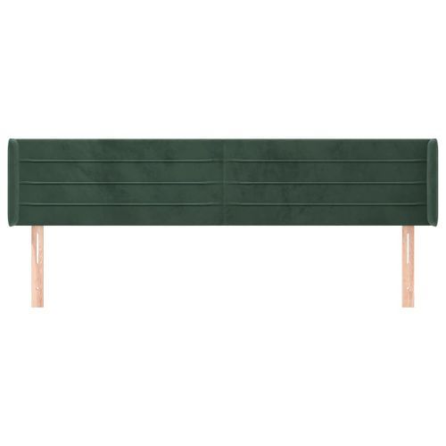 Tête de lit avec oreilles Vert foncé 203x16x78/88 cm Velours - Photo n°3; ?>