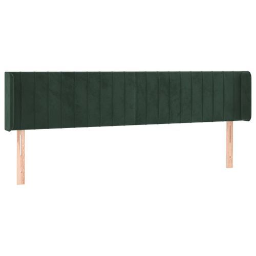 Tête de lit avec oreilles Vert foncé 203x16x78/88 cm Velours - Photo n°2; ?>