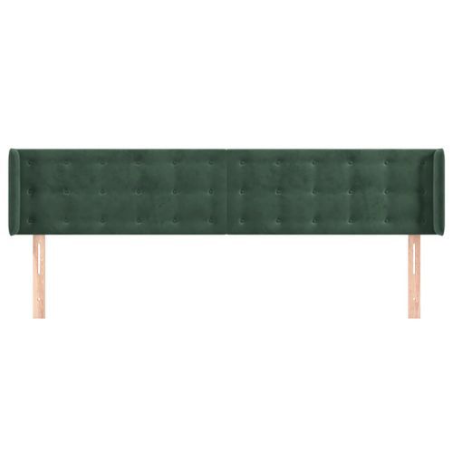 Tête de lit avec oreilles Vert foncé 203x16x78/88 cm Velours - Photo n°3; ?>