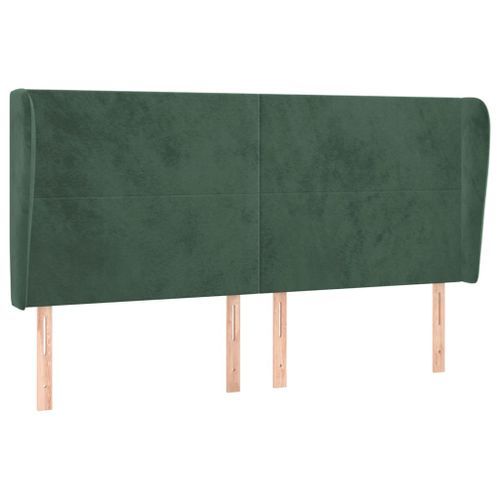 Tête de lit avec oreilles Vert foncé 203x23x118/128 cm Velours - Photo n°2; ?>