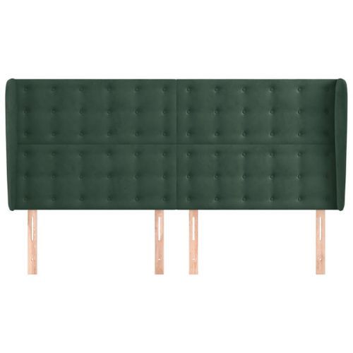 Tête de lit avec oreilles Vert foncé 203x23x118/128 cm Velours - Photo n°3; ?>