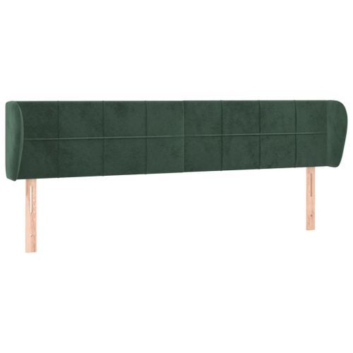 Tête de lit avec oreilles Vert foncé 203x23x78/88 cm Velours - Photo n°2; ?>