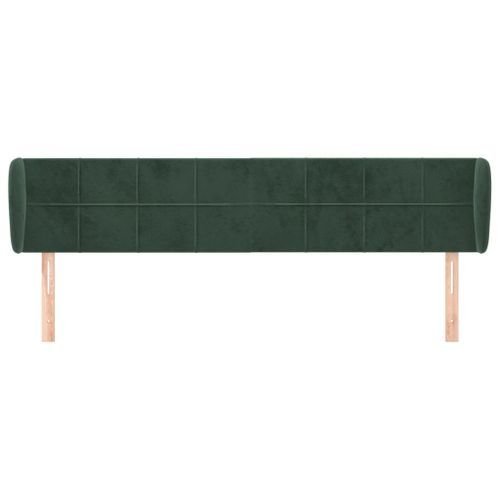 Tête de lit avec oreilles Vert foncé 203x23x78/88 cm Velours - Photo n°3; ?>