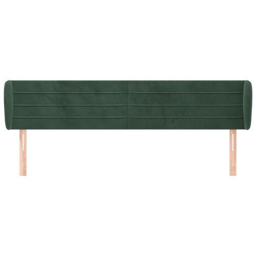 Tête de lit avec oreilles Vert foncé 203x23x78/88 cm Velours - Photo n°3; ?>