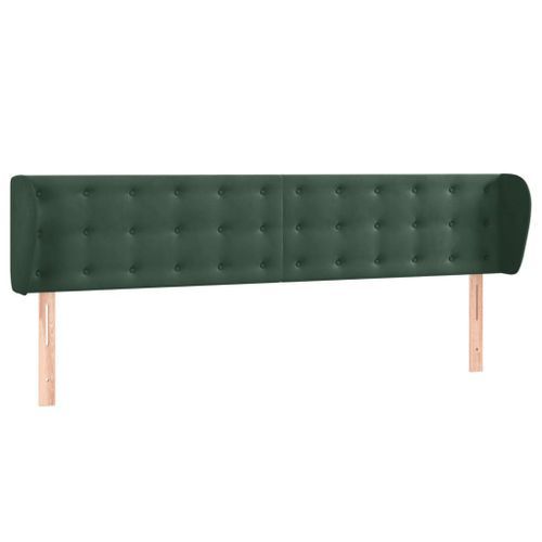 Tête de lit avec oreilles Vert foncé 203x23x78/88 cm Velours - Photo n°2; ?>