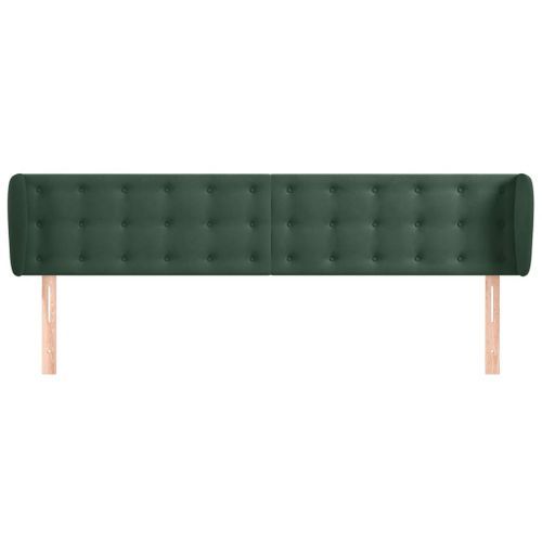 Tête de lit avec oreilles Vert foncé 203x23x78/88 cm Velours - Photo n°3; ?>