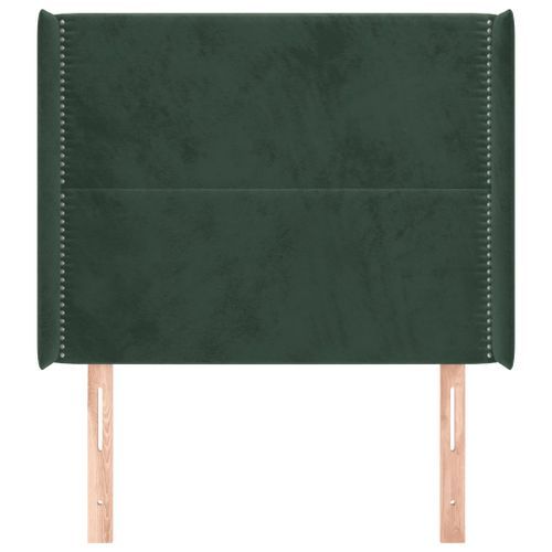 Tête de lit avec oreilles Vert foncé 83x16x118/128 cm Velours - Photo n°3; ?>