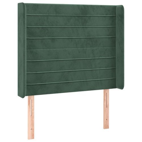 Tête de lit avec oreilles Vert foncé 83x16x118/128 cm Velours - Photo n°2; ?>