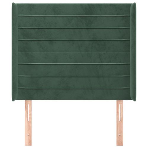 Tête de lit avec oreilles Vert foncé 83x16x118/128 cm Velours - Photo n°3; ?>