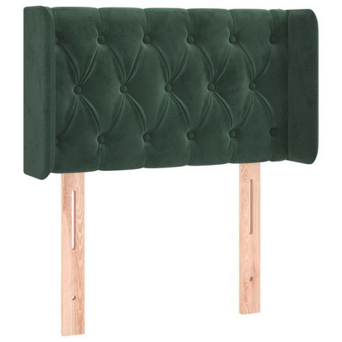 Tête de lit avec oreilles Vert foncé 83x16x78/88 cm Velours - Photo n°2; ?>