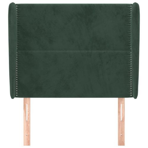 Tête de lit avec oreilles Vert foncé 83x23x118/128 cm Velours - Photo n°3; ?>