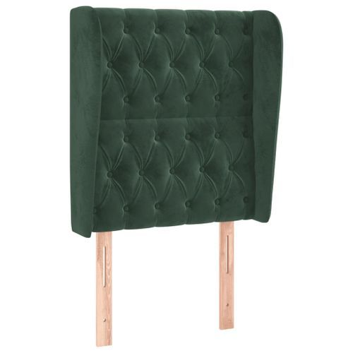 Tête de lit avec oreilles Vert foncé 83x23x118/128 cm Velours - Photo n°2; ?>