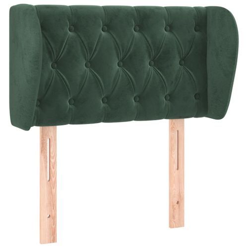 Tête de lit avec oreilles Vert foncé 83x23x78/88 cm Velours - Photo n°2; ?>