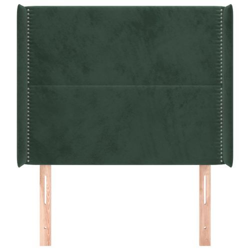 Tête de lit avec oreilles Vert foncé 93x16x118/128 cm Velours - Photo n°3; ?>