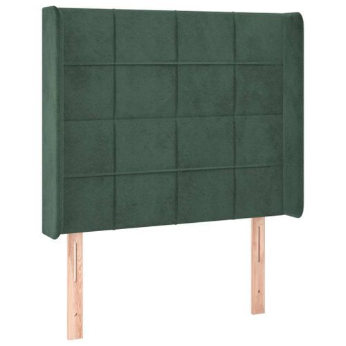 Tête de lit avec oreilles Vert foncé 93x16x118/128 cm Velours - Photo n°2; ?>