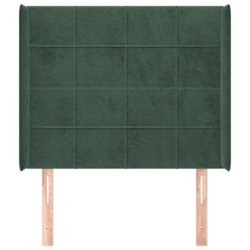 Tête de lit avec oreilles Vert foncé 93x16x118/128 cm Velours - Photo n°3; ?>