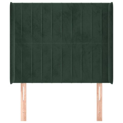 Tête de lit avec oreilles Vert foncé 93x16x118/128 cm Velours - Photo n°3; ?>