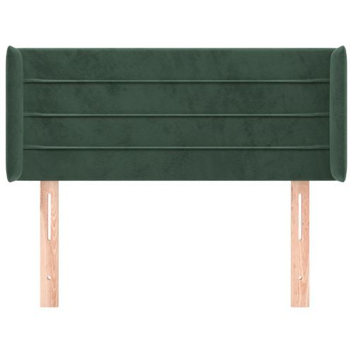 Tête de lit avec oreilles Vert foncé 93x16x78/88 cm Velours - Photo n°3; ?>