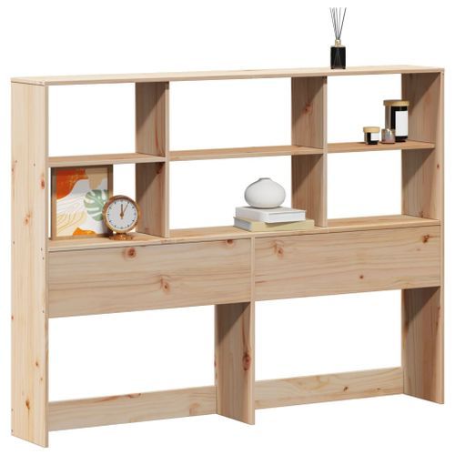 Tête de lit avec rangement 135 cm bois massif de pin - Photo n°2; ?>