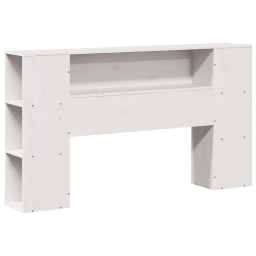 Tête de lit avec rangement blanc 135 cm bois massif de pin - Photo n°3; ?>