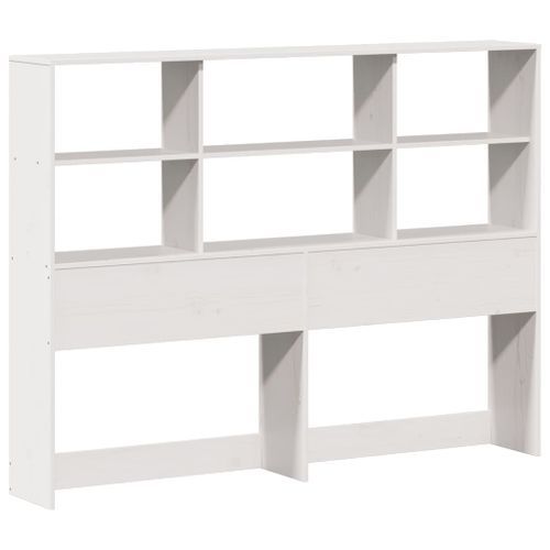 Tête de lit avec rangement blanc 135 cm bois massif de pin - Photo n°3; ?>