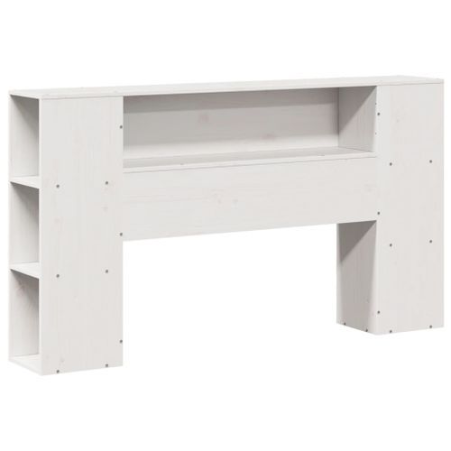 Tête de lit avec rangement blanc 160 cm bois massif de pin - Photo n°3; ?>