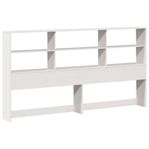 Tête de lit avec rangement blanc 180 cm bois massif de pin - Photo n°3; ?>