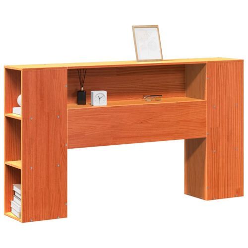 Tête de lit avec rangement cire marron 120cm bois massif de pin - Photo n°2; ?>