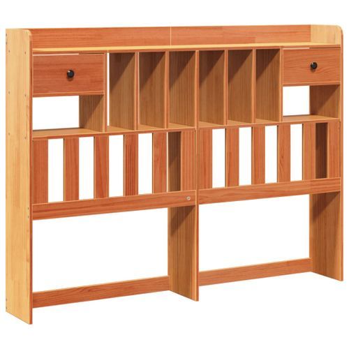 Tête de lit avec rangement cire marron 160cm bois massif de pin - Photo n°2; ?>