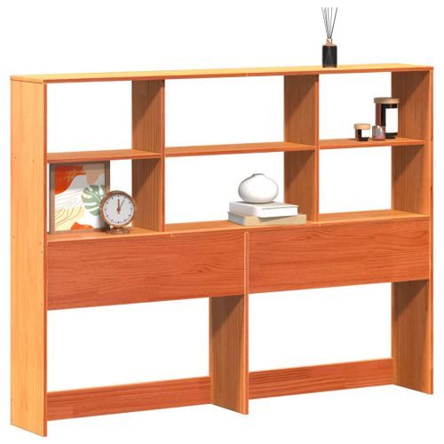 Tête de lit avec rangement cire marron 160cm bois massif de pin - Photo n°2; ?>