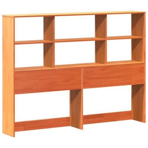 Tête de lit avec rangement cire marron 160cm bois massif de pin - Photo n°3; ?>