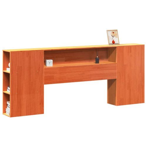 Tête de lit avec rangement cire marron 180cm bois massif de pin - Photo n°2; ?>