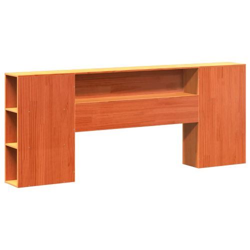 Tête de lit avec rangement cire marron 180cm bois massif de pin - Photo n°3; ?>