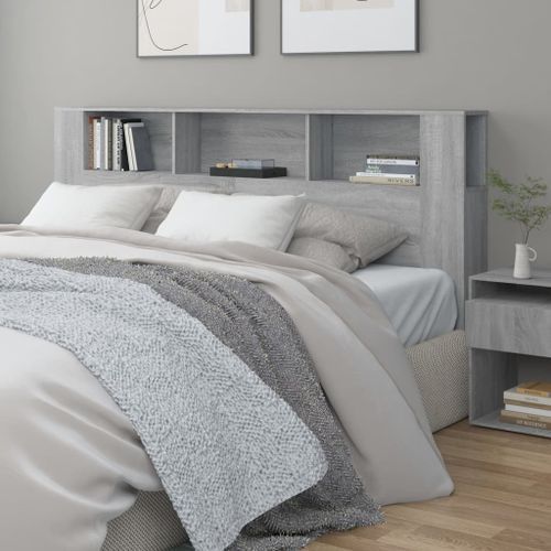 Tête de lit avec rangement Sonoma gris 200x18,5x104,5 cm - Photo n°2; ?>