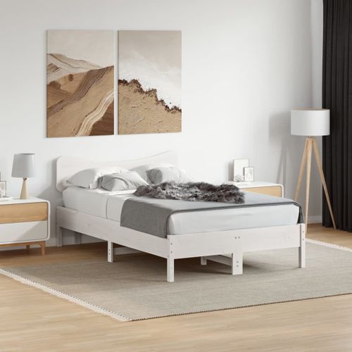 Tête de lit blanc 120 cm bois massif de pin - Photo n°3; ?>