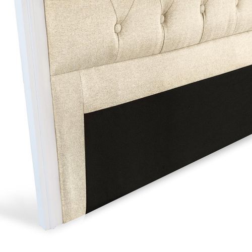 Tête de lit bois blanc et tissu beige Lorna 180 cm - Photo n°2; ?>