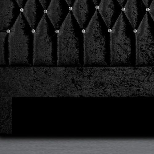 Tête de lit capitonnée velours noir avec strass Focci 140 cm - Photo n°3; ?>