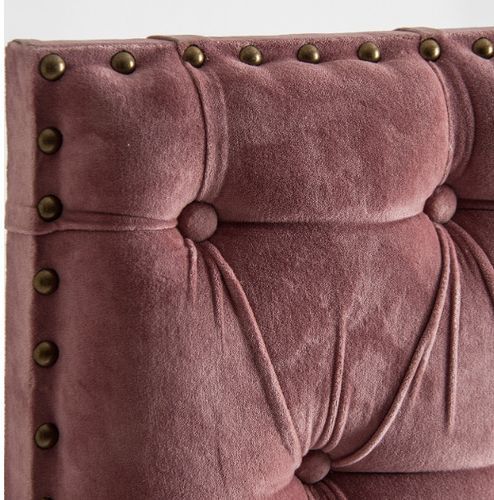 Tête de lit capitonnée velours rose pâle 160 Vicky - Photo n°2; ?>
