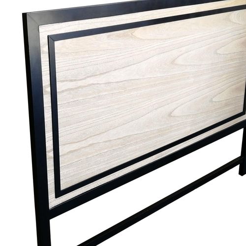 Tête de lit chêne massif clair et noir Meira 160 cm - Photo n°3; ?>