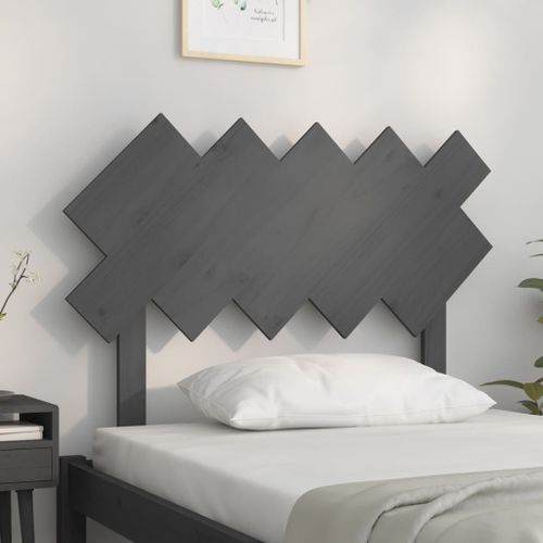 Tête de lit Gris 104x3x80,5 cm Bois massif de pin - Photo n°3; ?>