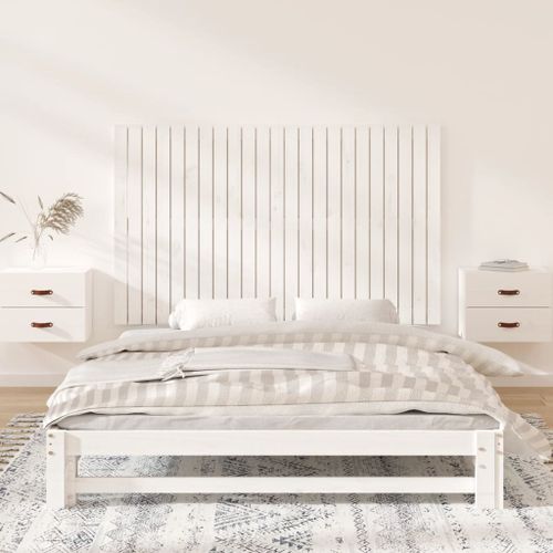 Tête de lit murale Blanc 147x3x90 cm Bois massif de pin - Photo n°3; ?>