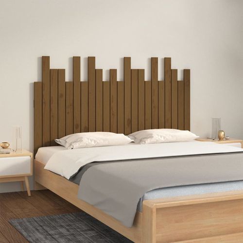 Tête de lit murale Marron miel 140x3x80 cm Bois massif de pin - Photo n°2; ?>