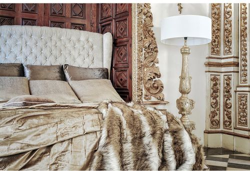 Tête de lit pin massif et tissu beige Mati - Photo n°3; ?>