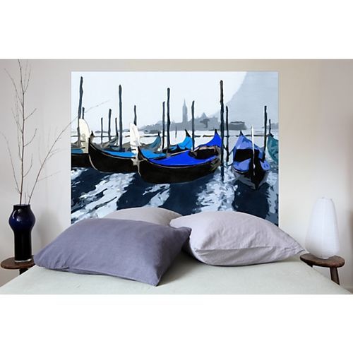 Tête de lit Tissu Gondoles à Venise Bleue - Photo n°3; ?>