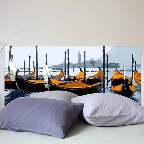 Tête de lit Tissu Gondoles à Venise Orange L 160 x H 70 cm - Photo n°3; ?>