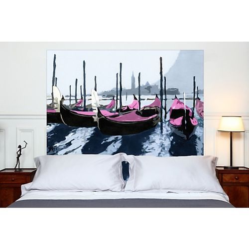 Tête de lit Tissu Gondoles à Venise Rose - Photo n°3; ?>